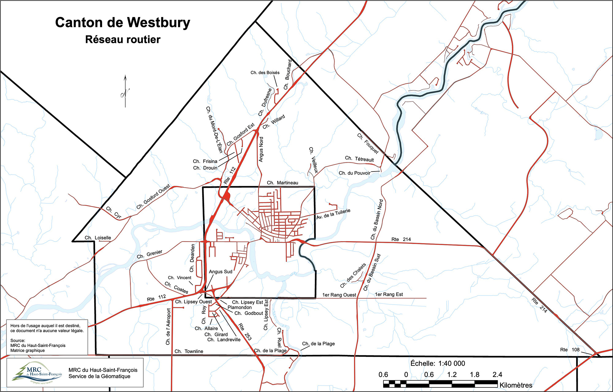 Carte de Westbury Canton de Westbury